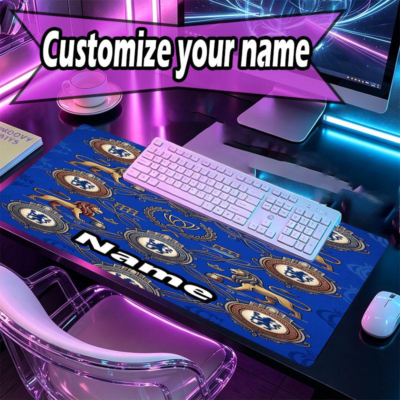 Custom Name Personalized Chelsea Football Club Pattern Mousepad, Laptop PC Desk Mat, Decorative Desk Mat for Home Keyboard Pad Gift