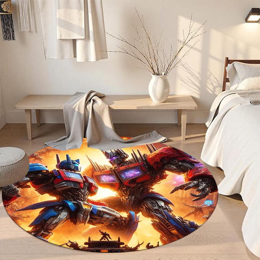 Transformers Round Carpet Suitable for Dining Room Game Room Foyer Kitchen Anti-slip Round Rug Office Home Decor