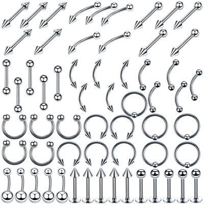 Gemischte Augenbrauenringe, Lippenringe, Nasenring, Piercing, Creolen für Damen und Herren, 316L Chirurgenstahl, Schraubkegel, Körperschmuck, 1,2 x 8 x 3 mm
