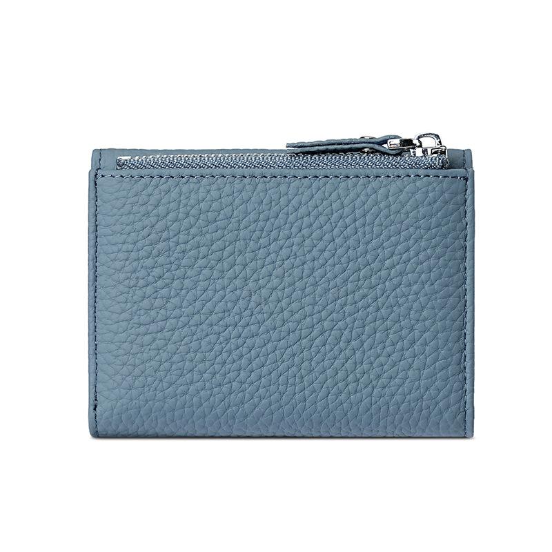 Three-fold Leather Wallet Women's RFID Anti-theft Swipe Bag 10-slot Cowhide Cash Card Holder