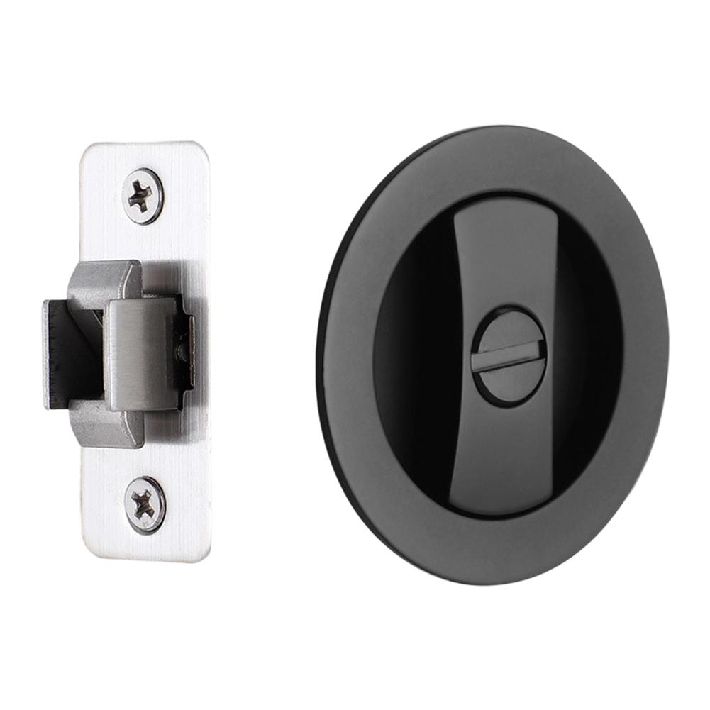 Pocket Door Privacy Lock with Edge Pull Handle Recessed Knob Zinc Alloy for Bathroom Kitchen Bedroom 6.5x4.6cm Clean Look