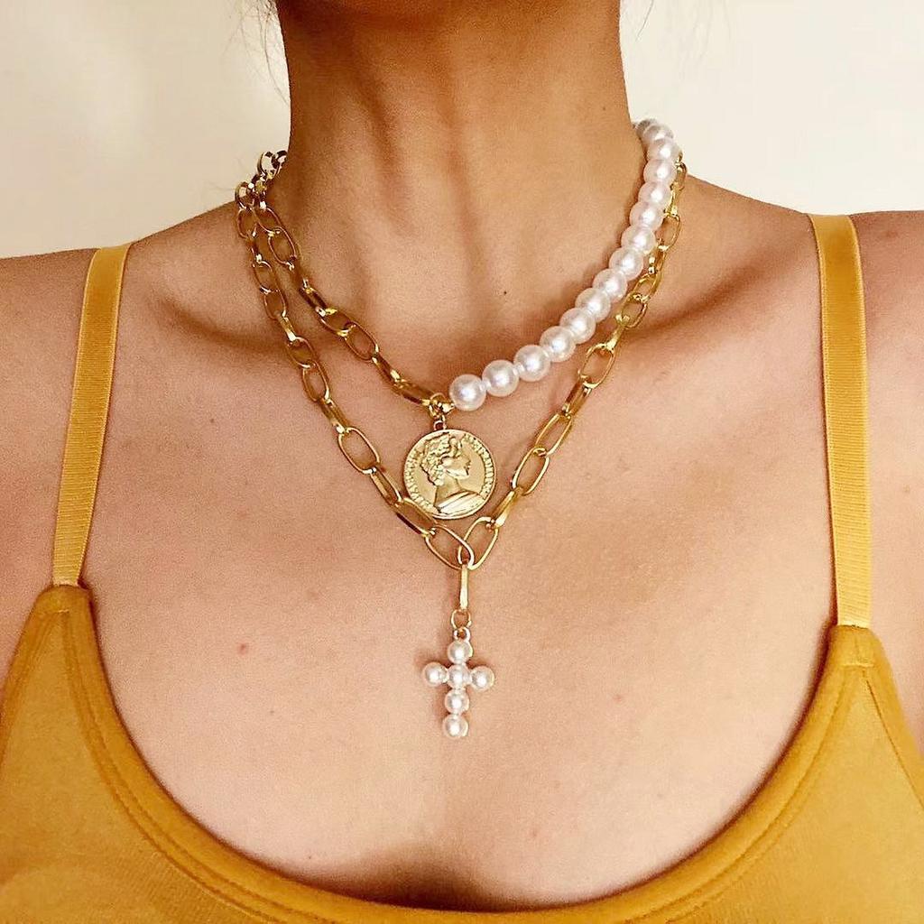 Necklace for Women Accessories Choker Collarbone Chain Cross Copper Necklace Jewelry Necklace Women Beautiful Elegant Necklace for Her