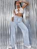 2025 Autumn High-Waisted Wide-Leg Washed Light-Color Casual Jeans