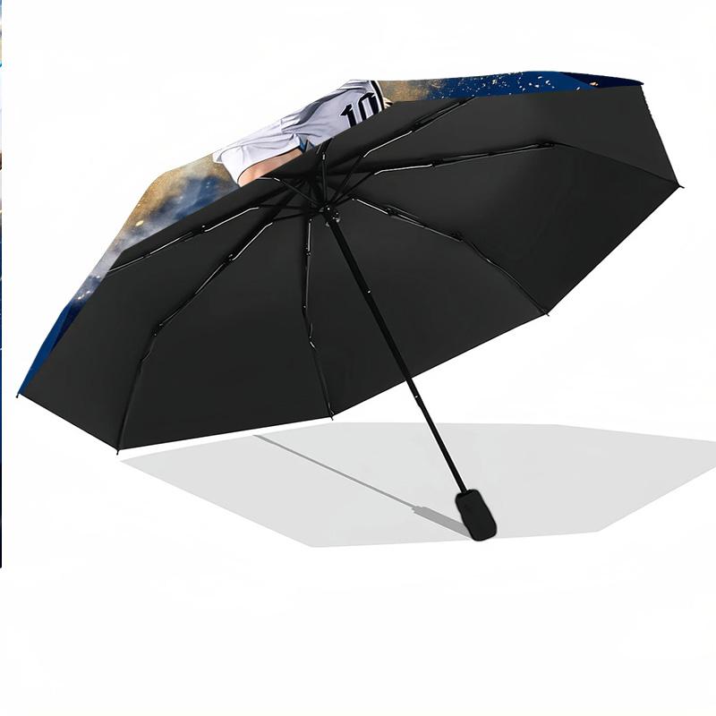 Lionel Messi Automatic 3‑Fold Umbrella 8‑Rib Windproof Folding Umbrella Sun Rain Protection For Outdoor Travel Daily Use