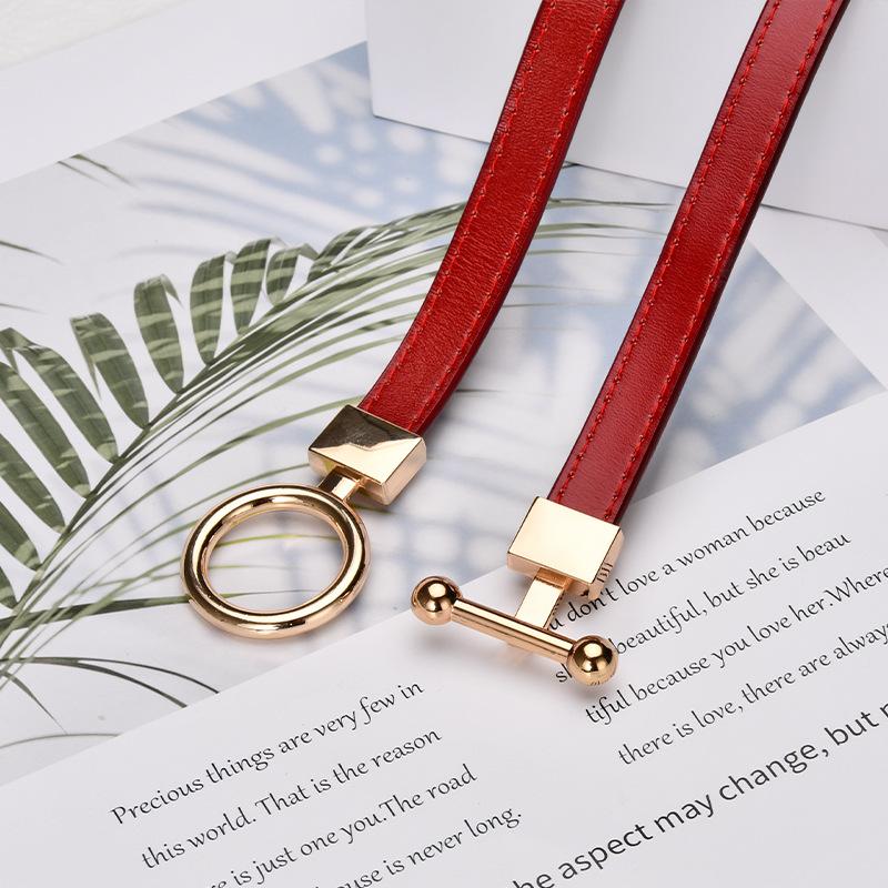 Slim Belt Women's Adjustable Leather Decorative Belt Versatile Dress Belt Women's Small Belt