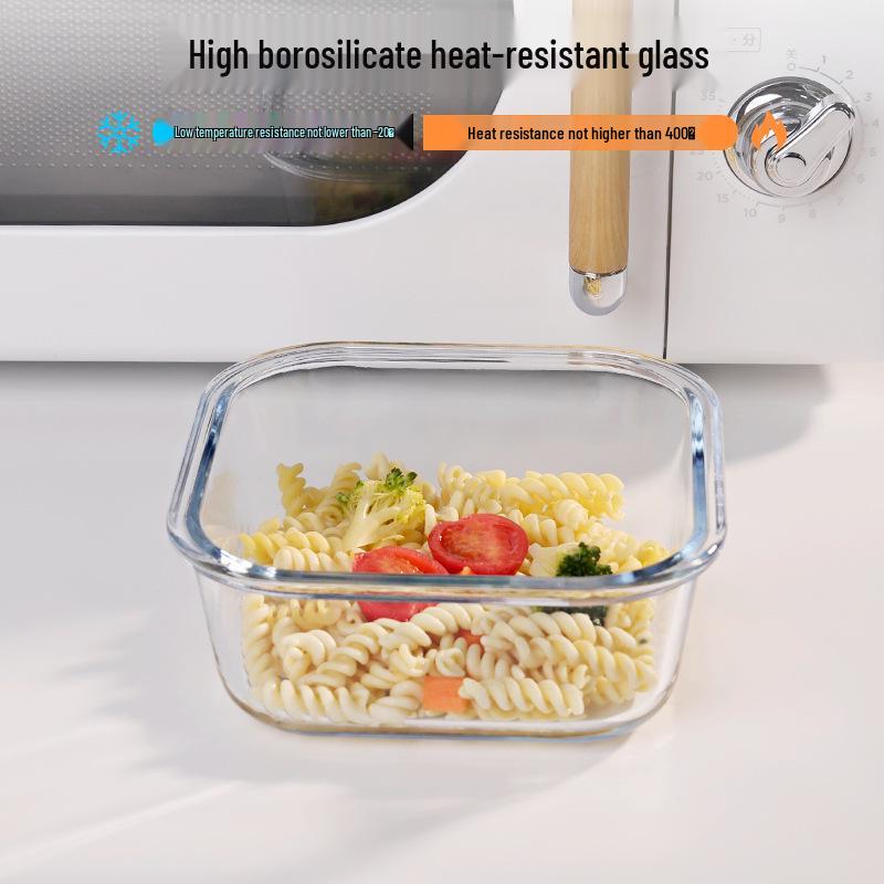 Microwave Safe Square Glass Bento Lunch Box - Student Food Preservation