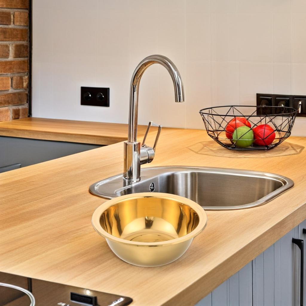 2 Stück Edelstahl Waschbecken Schüssel Verdickt Gold Finish Mehrzweck Metall Rührschüssel für Salat Zubereitung Obst Waschen Gemüse