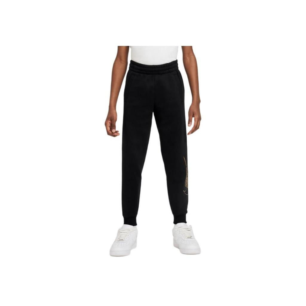Nike Logo Print High-Waisted Pants Kids Bottoms Black FJ6167-010