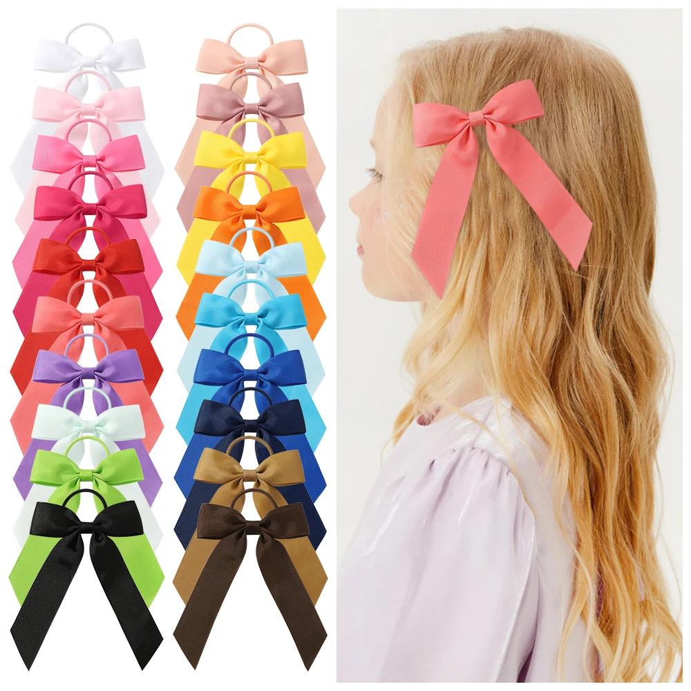 Süße Schleifen-Haarbänder Kleinkind Cheer-Schleife Haargummi Kinder Mode Einfarbig für Mädchen Kinder Party Kopfbedeckung Haaraccessoires