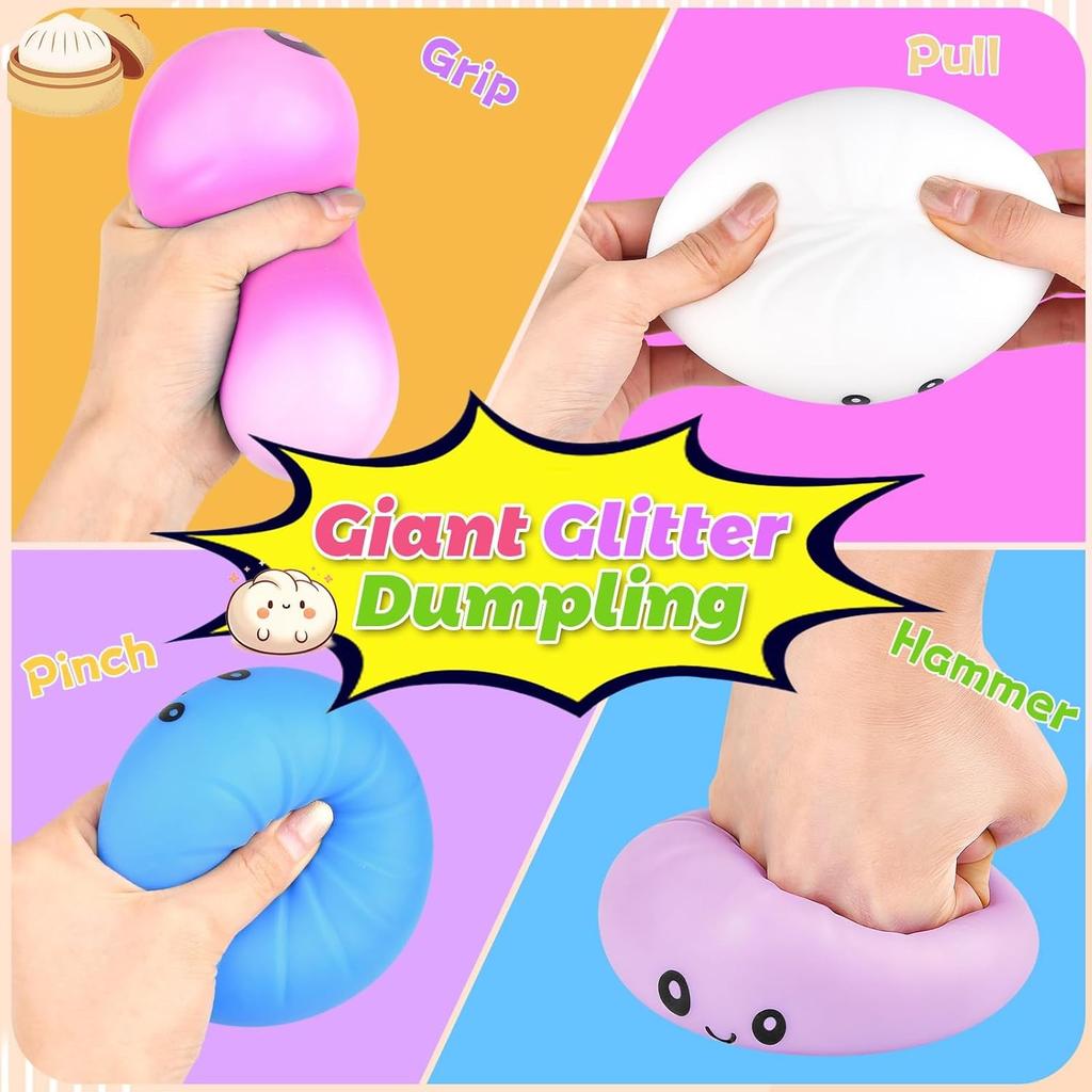 Dumpling Squishy Toys, 4Pcs Mystery Squishy Dumpling Toy, Dumplings Fidget Sensory Toys Anxiety Relief, Cute Squishies Dumplings Stress Balls