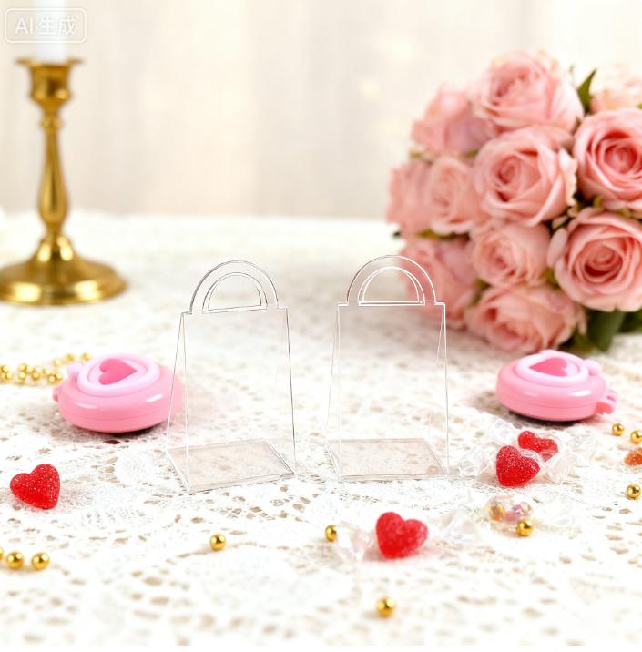 13 Piece Transparent Acrylic Candy Box Bags Wedding Party High-end Table Arrangement Plastic Triangular Handle Basket Gift Box