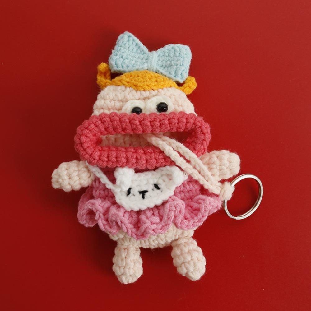 Cartoon Crochet Keychains Handmaking Knitting Doll Jewelry Gift Sausage Mouth Doll Car Keys Holder