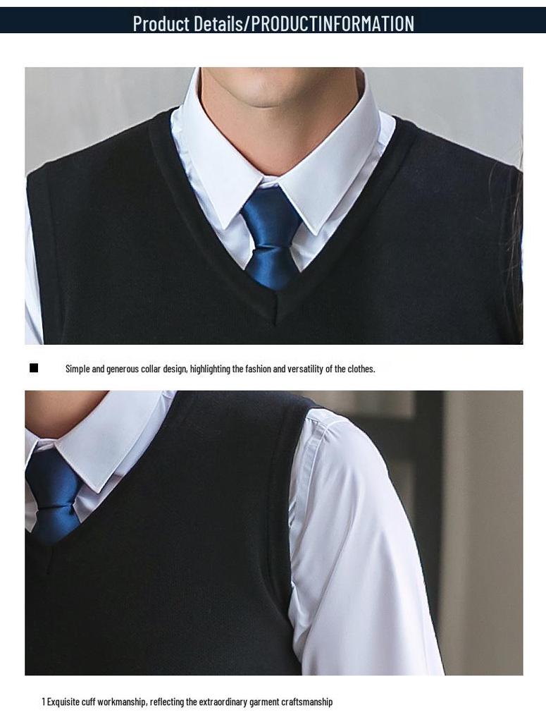 Unisex V-neck Wool Sweater Vest for Spring/Autumn Business Wear