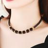 GEMCHIC Women's New Chinese Style Black Agate Cube Bead Necklace Vintage Ethnic Short Choker Jewelry