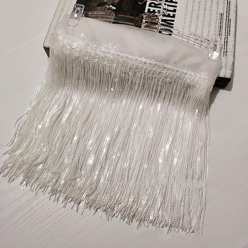 10 Yards 20cm Colorful Sequin Shiny Tassel Lace Trim Ribbon Fringe Diy Handmade Dance Performance Stage Costume Curtain Decor