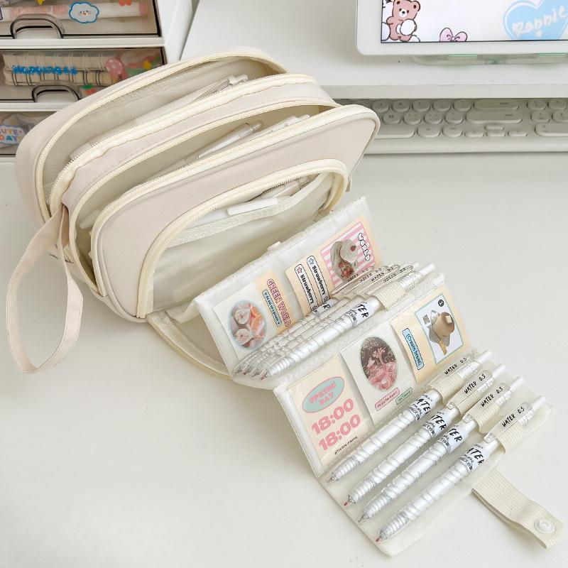 

Пенал большой емкости для начальной школы, средней школы, для девочек, складной пенал для канцелярских принадлежностей, для мальчиков белый