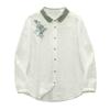 Women's Double-Layer Cotton Long-Sleeve Shirt, Autumn 2025 Retro Embroidered Collar, Soft and Breathable Pure Cotton.