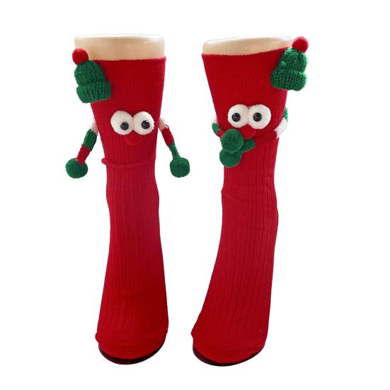 Christmas Cartoon Socks Men Women Stretchy Funny Socks Magnetic Suction 3D Doll Couple Socks for Winter Gift Christmas Parties