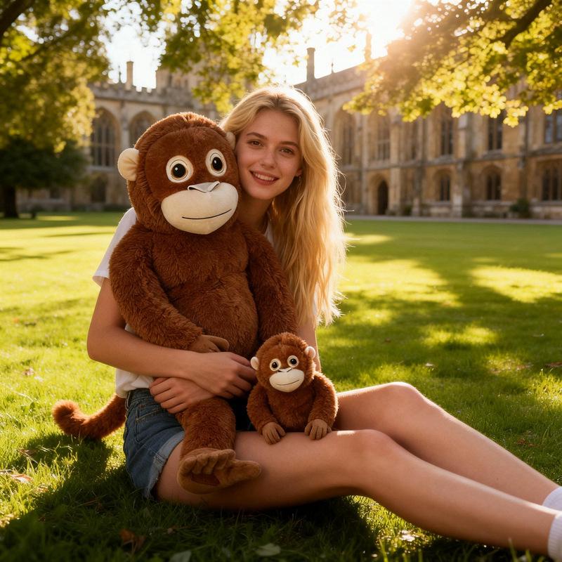 Yunges Kugel Influencer-Style Long-Armed Ape Plush: Realistic Small Monkey Toy
