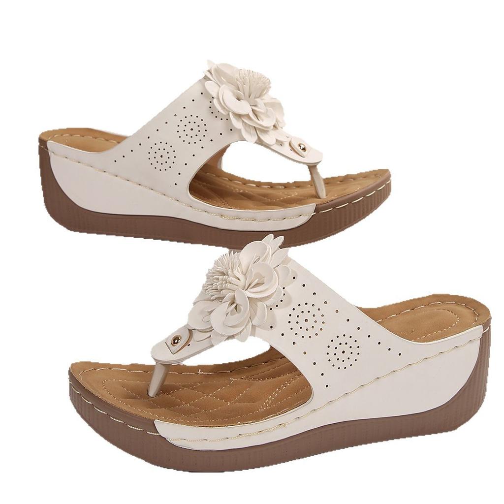 Foreign Trade Large Size Women's Shoes 2025 Spring and Summer New Flip-flops Slope Heel Open Toe Outer Wear Slippers Women's European and American S