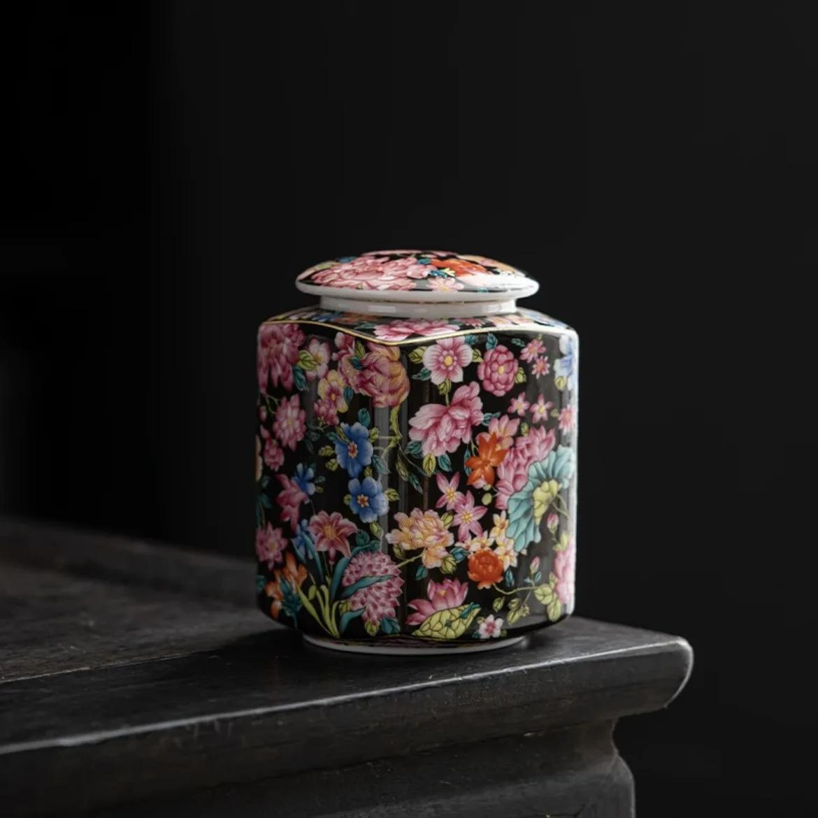 

Эмалированный чайник для чая Роскошный керамический горшок для хранения, герметичный с крышкой, коробка для хранения чая, украшение для журнального столика в гостиной, аксессуары