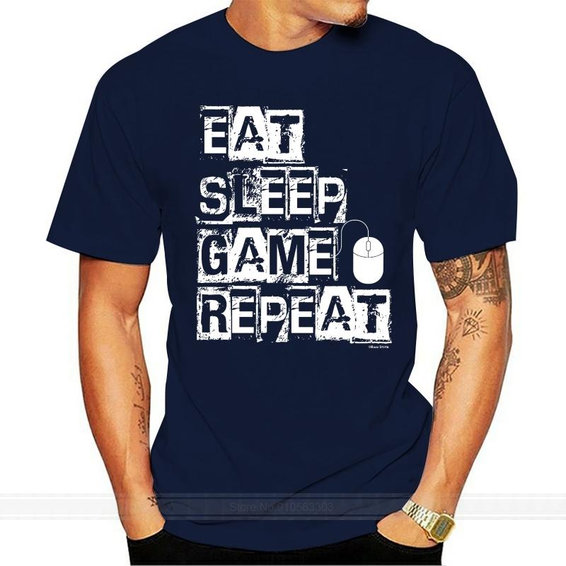 Shubuzhi Summer Brand MenS Homme Brand Clothing for Men Eat Sleep Game Repeat Pc Mouse TShirt Men Damen Unisex Hip Hop Tshirts