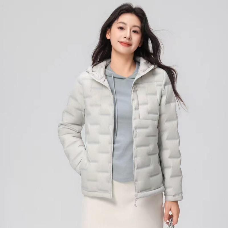 Pinghu white duck down light down jacket women's autumn and winter popular style fashion casual hooded warm jacket