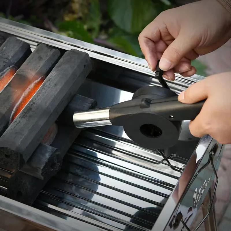 Outdoor Cooking Barbecue Blower Portable Hand Crank Fan Air Blower Grill Picnic Camping Stove Accessories Barbecue Tools