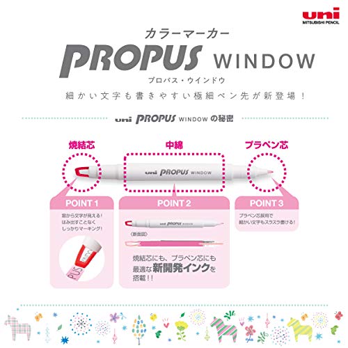Mitsubishi Pencil Color Marker Propus Window Light 5 Colors PUS103T5C2 ( 2)