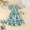 Girls Fashion Short Sleeve Dress Summer Children Sweet Fresh Floral Dress