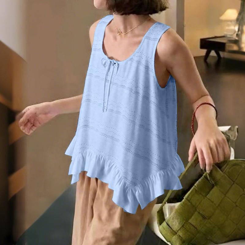 ZANZEA Women Casual Round Neck Summer Sleeveless Tank Tops