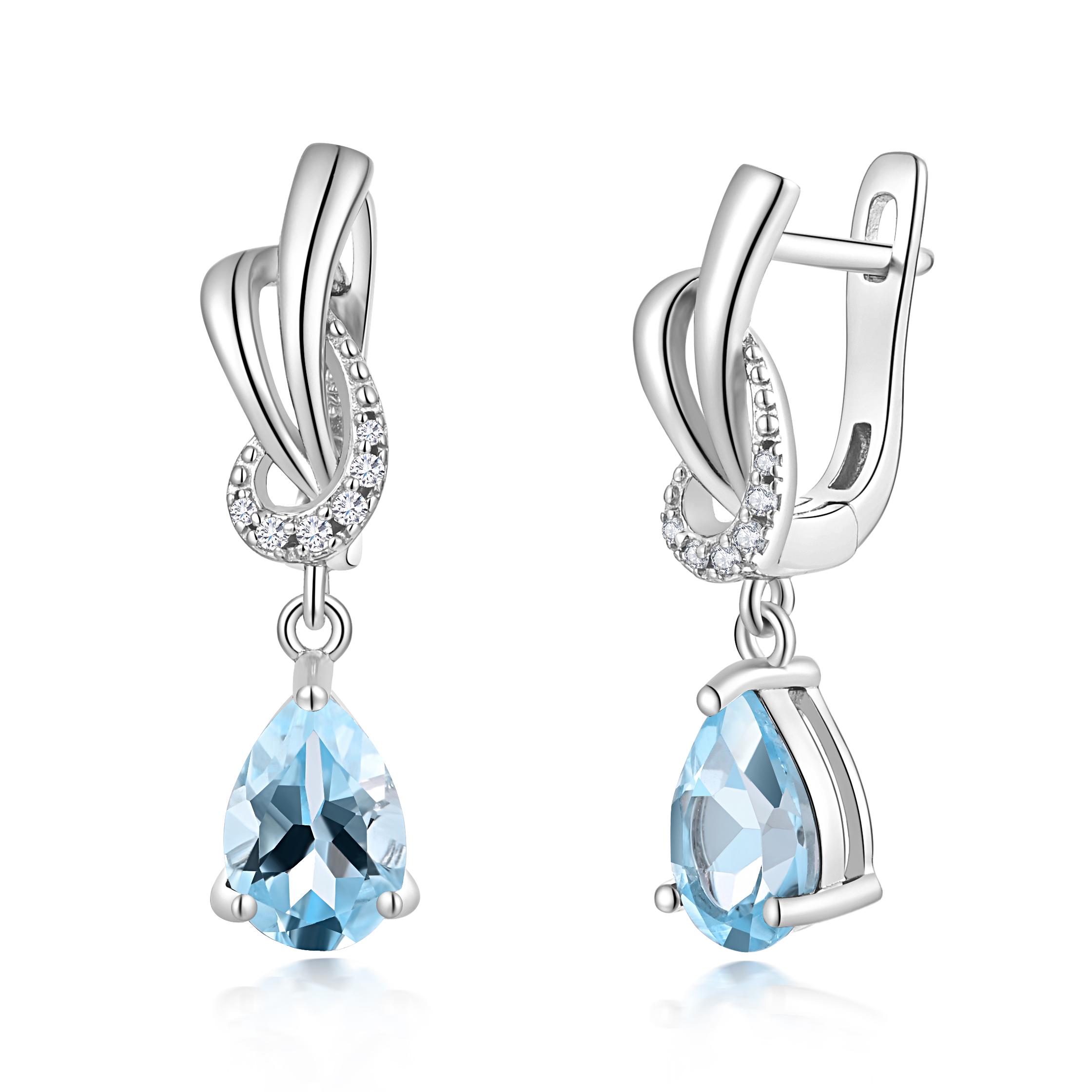 

Женские серьги с натуральным небесно-голубым топазом, серебро 925 пробы, изысканные украшения для повседневной носки для девочек, хороший подарок M синий