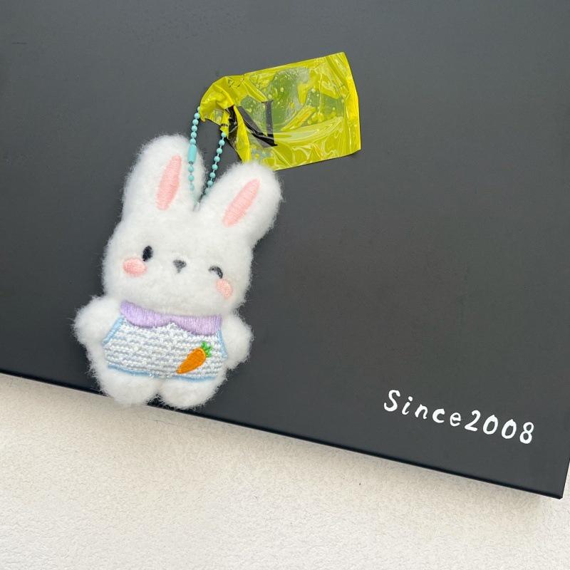 Cartoon Plush Bunny Toys Cute Stuffed Rabbit Doll Keychain Car Key Holder School Bag Pendant For Girl Birthday Gifts