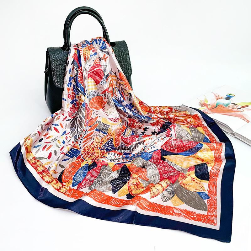 Spring And Summer Satin Long Scarf For Women Sunscreen Shawl Fashionable Beauty Scene Satin Long Scarf Versatile Travel Scarf