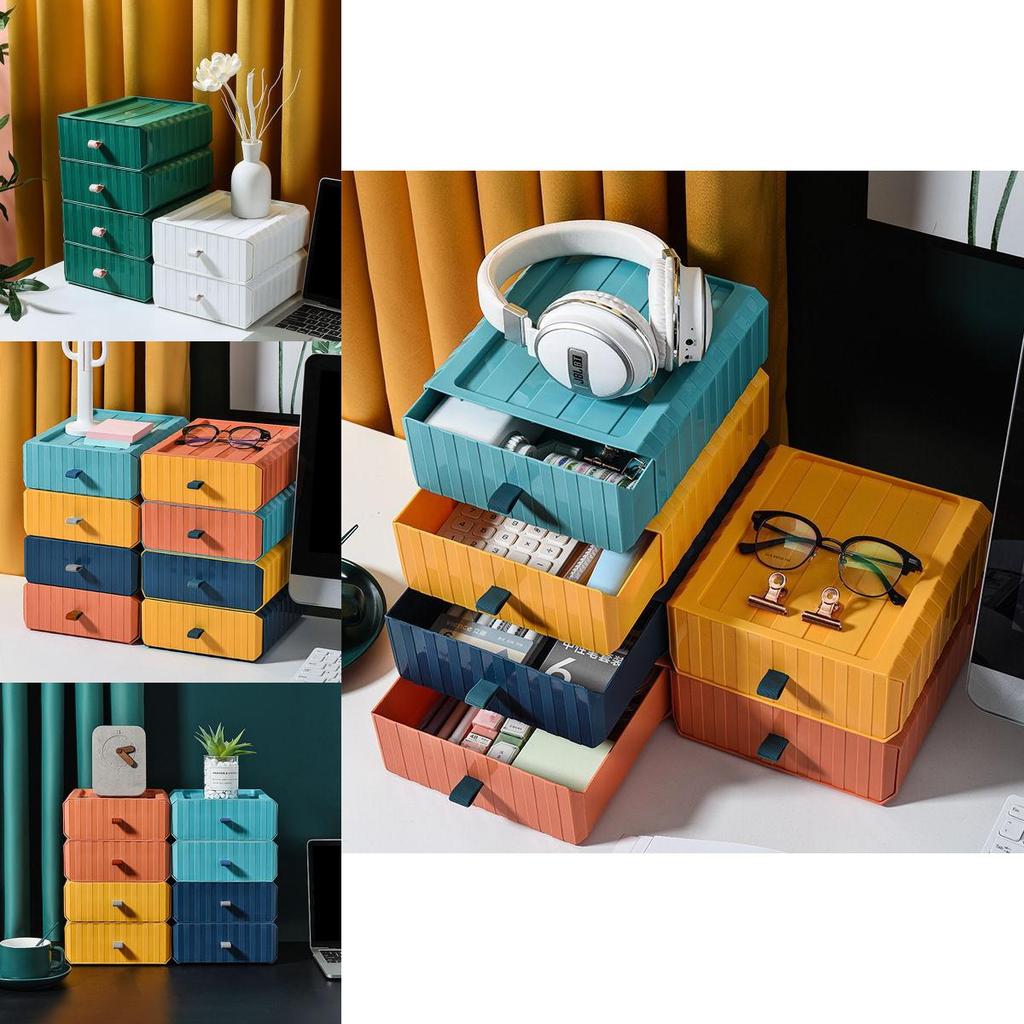 Durable Desktop Organizer Storage Box With Mini Drawer For Cosmetics And More