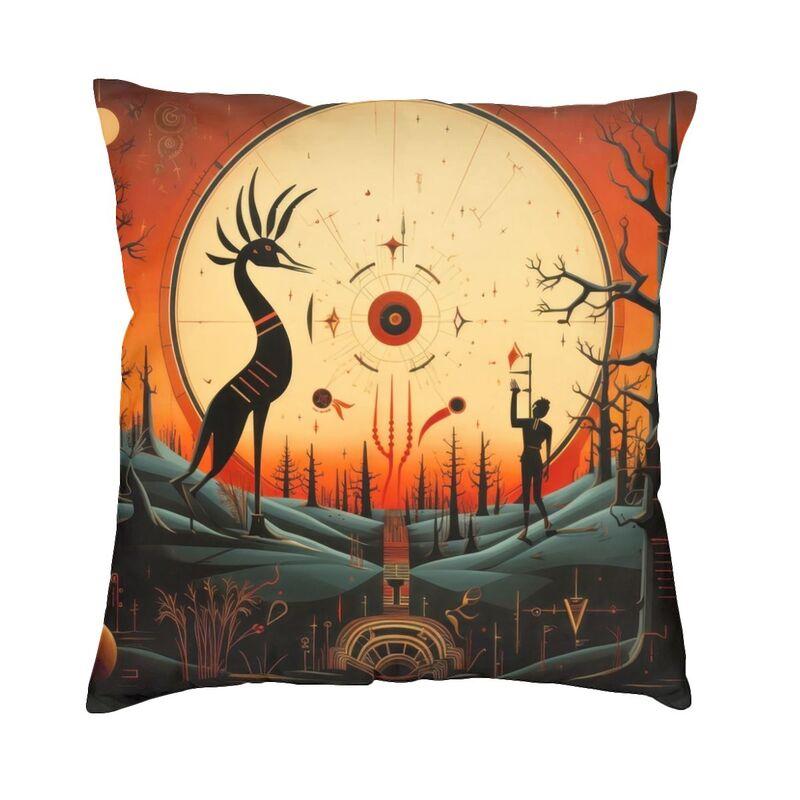 Fashion Kokopelli The Flute Player Throw Pillow Case Home Decorative Aboriginal Tribal Pattern Cushion Cover 40x40 Pillowcover