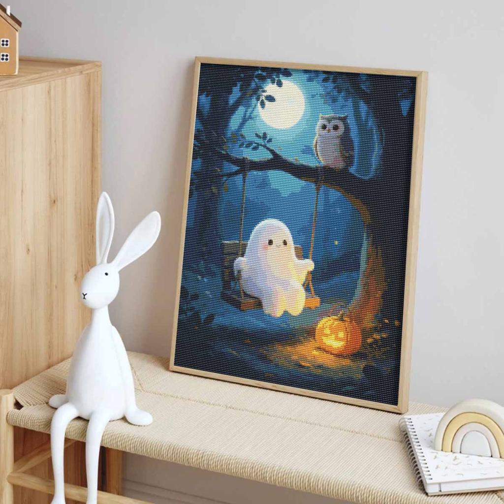 Halloween Diamond Painting Kit Cute Ghost Owl Moon Pumpkin Handmade Diy Painting Home Decoration Painting