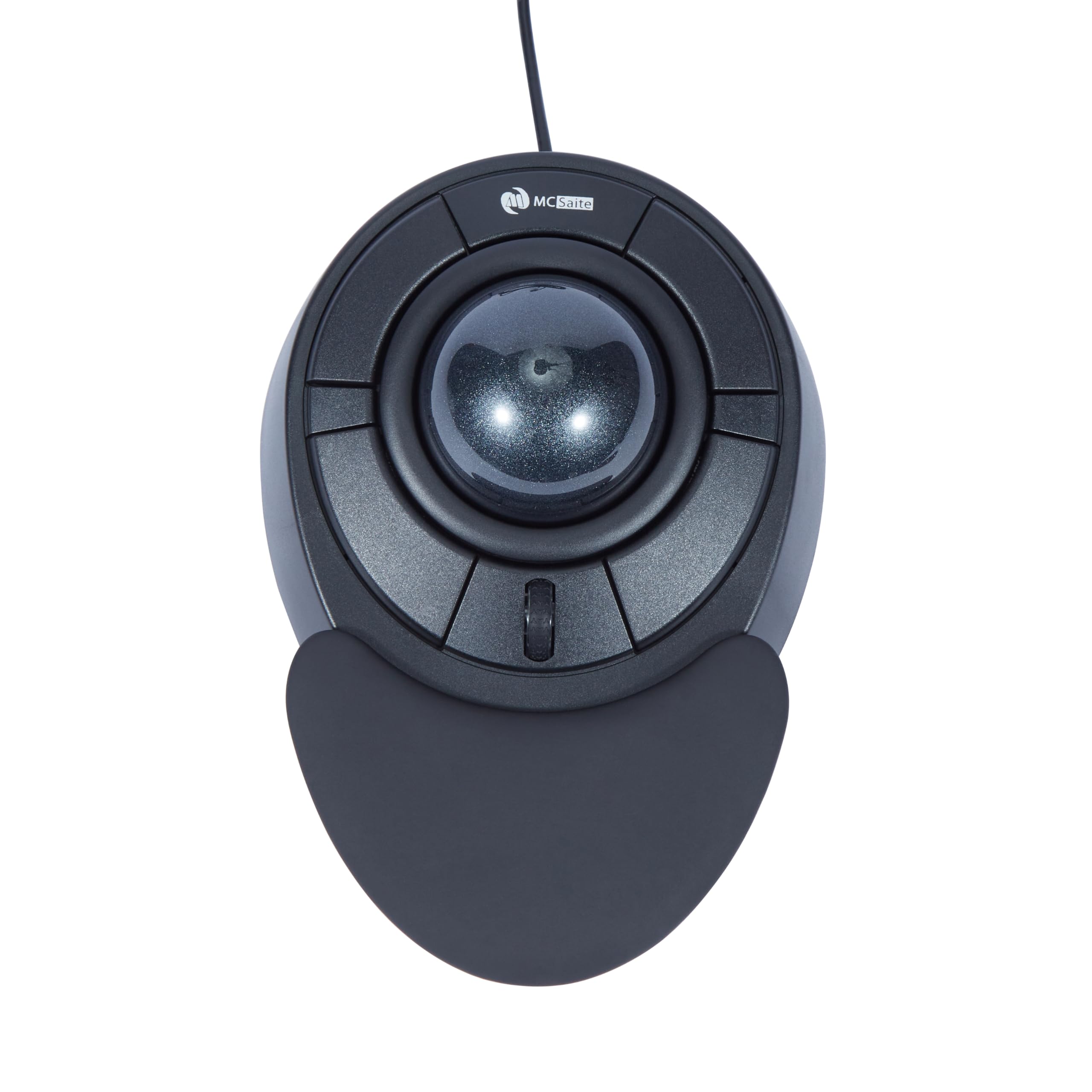

MCSaite Wired Expert Mouse Optical USB Trackball для ПК або Mac 5 функціональних кнопок у комплекті, сірий [Функції ролика] [Чорний + кулька]