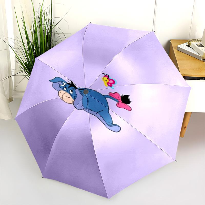 Eeyore'S Flower Bouquet Folding Umbrella Travel Umbrella Three Folds Printing Travel Umbrella