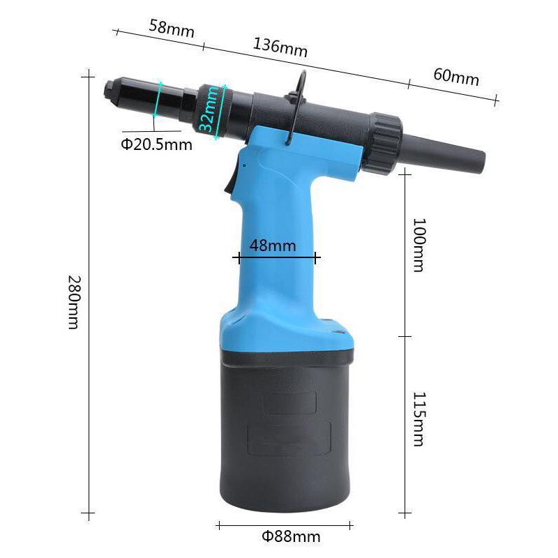 Industrial Grade Pneumatic Rivet Gun with Nut and Cap Functionality