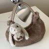 Cute Plush Shoulder Bag Women Soft Faux Fur Crossbody With Zip Card Pocket Urban Minimalist Style