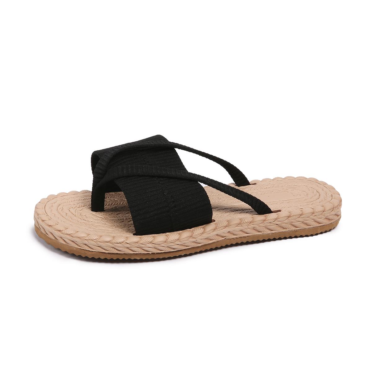 

Fashion Ladies Slippers Summer Cross Drag Fashion Hemp Rope Shoes Outer Wear Lightweight Slippers Casual Sandals Slippers Slides Women 36 чёрный