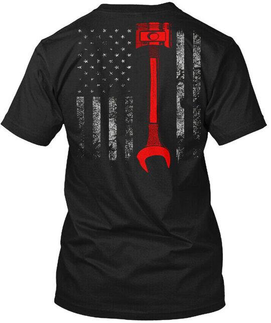 Piston Flag Mechanic T-Shirt Made in the USA Size S to 5XL M