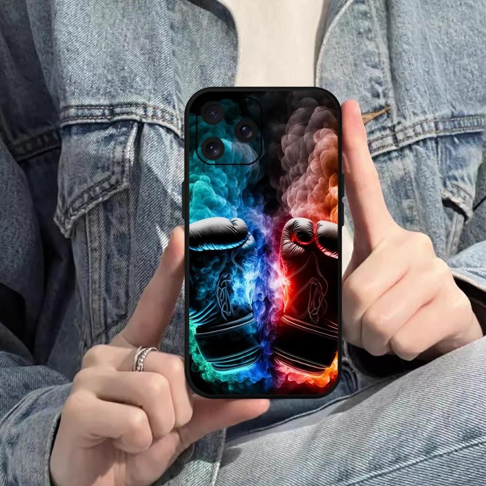 Boxhandschuhe-Telefonhülle für Samsung S20 S21 S22 S23 S24 Note 20 4G 5G Plus Ultra Black Soft Shell