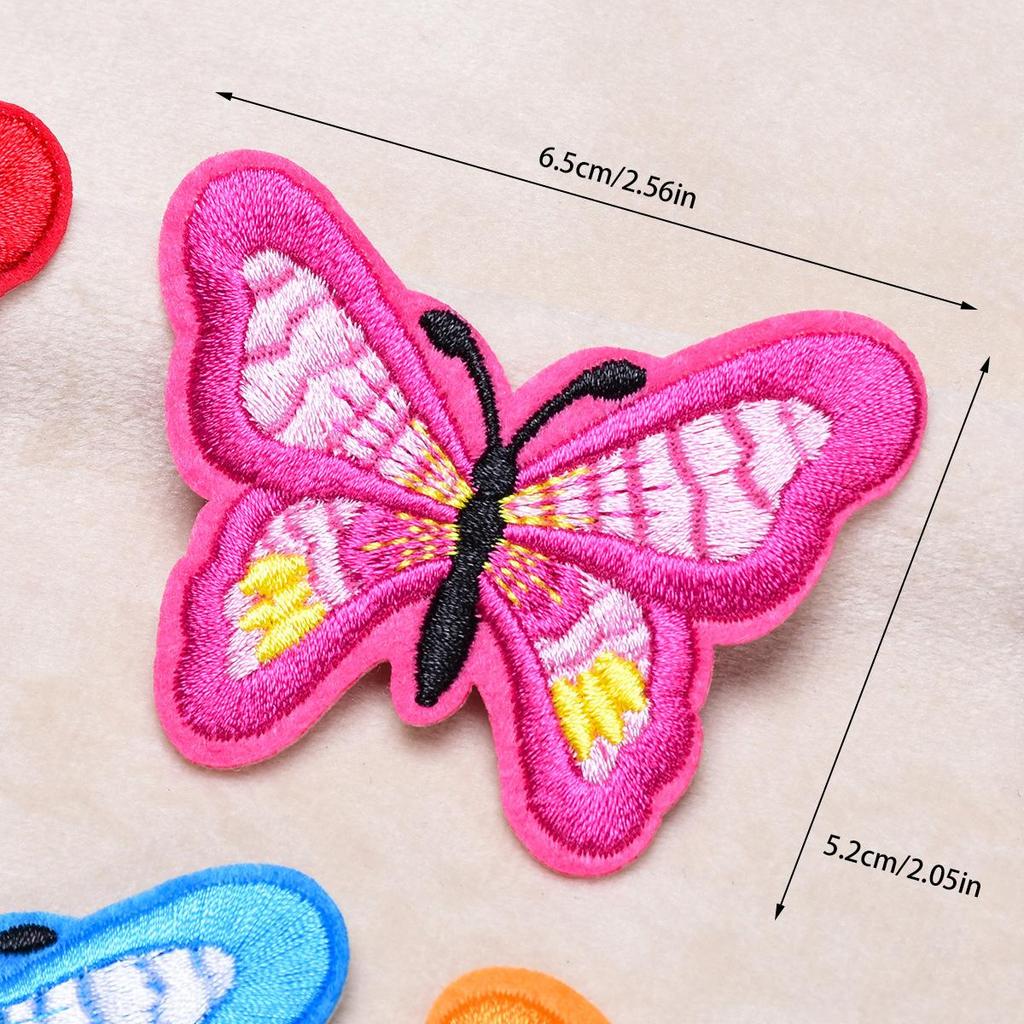 10Pcs Mix Color Embroidery Butterfly Patch Applique Decoration Accessories