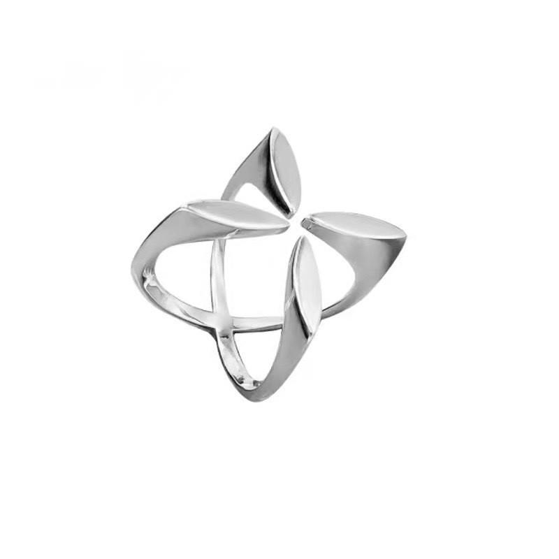 Geometric Four-Leaf Clover Adjustable Ring for Women – Simple, Stylish, Versatile Design Open Adjustable