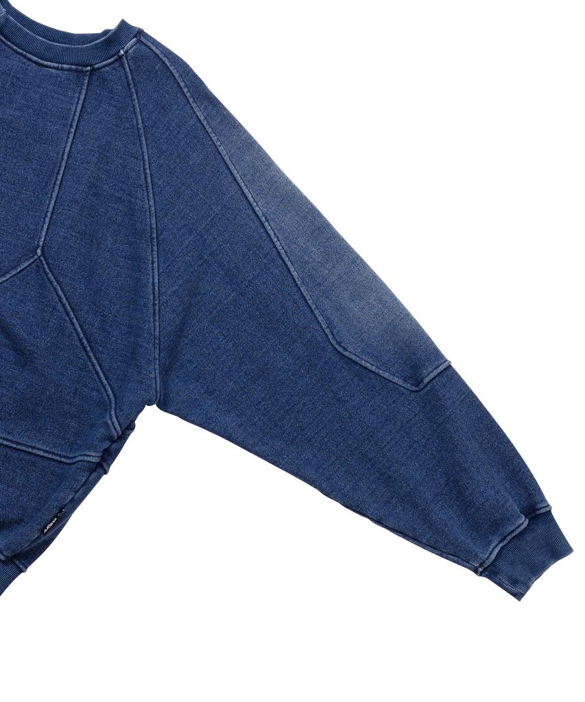 AJOBYAJO Paneled Denim Sweatshirt [Blue]