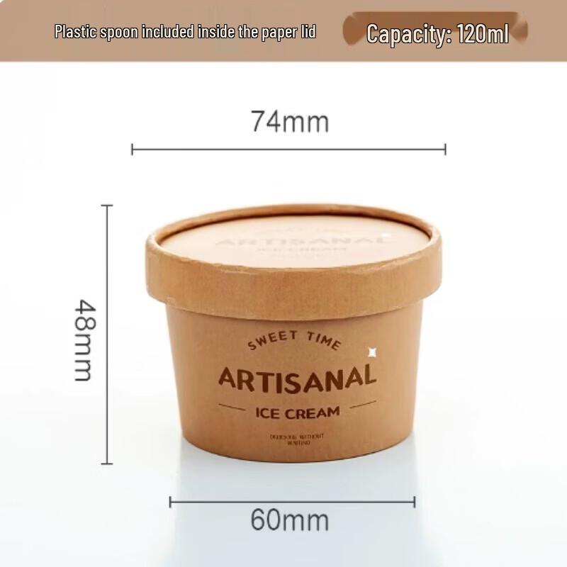 SIVIR Disposable Ice Cream Paper Cups with Lids