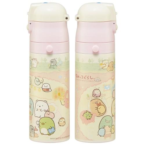 Skater Kids' Stainless Steel Water Bottle, Direct Drinking, 470ml, Sumikkogurashi Mole's House Design, Lightweight and Child-Friendly, Keeps Drinks Co