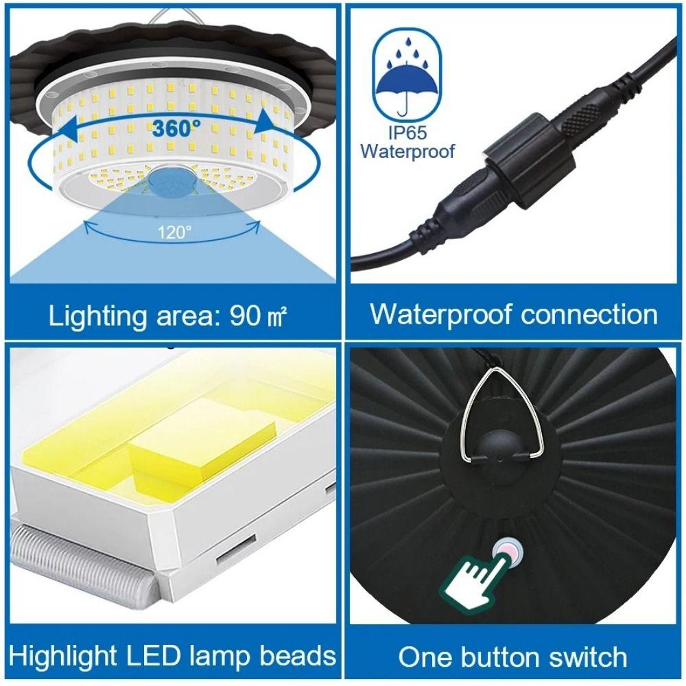244 LED Solar Pendant Light Solar Powered 360° Wide Angle Lighting Courtyard Sensing Lamp Motion Sensor 5 Modes
